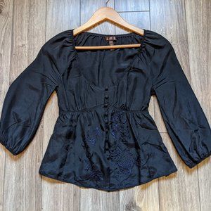 EUC (XS) - J. LO Silk Peasant Blouse